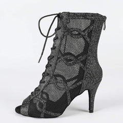 Women's Sparkling Glitter Customized Heel Dance Boots JazSalsa Dance Shoes