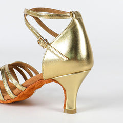 Women's Microfiber Leather 5.5cm/7.5cm Heel Strappy Latin Dance Shoes Ballroom Dance Shoes