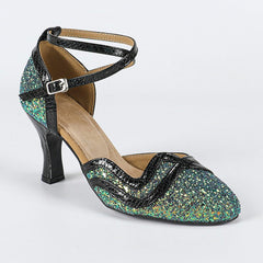 Women's Sparkling Glitter Customized Heel Closed Toe Ballroom Dance Shoes Modern Dance Shoes