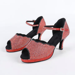 Women's Sparkling Glitter Customized Heel Salsa Latin Dance Shoes