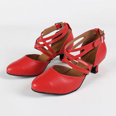 Women's Real Leather Customized Heel Ballroom Dance Shoes Retro Dancing Shoes