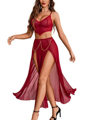 Sheer Embellished Corset Dress Two-Piece Dress Set