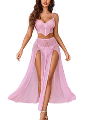Sheer Embellished Corset Dress Two-Piece Dress Set