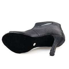 Women's Satin Open Toe Customized Heels Dance Boots JazSalsa Dancing Shoes
