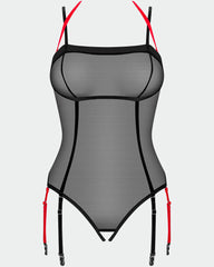 Mesh Tulle Crotchless Teddy