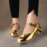 Women's Leatherette Gold 3.5cm Heel Tap Shoes Dance Shoes