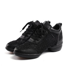 Women's Mesh Lace-up 4cm Heel Dance Sneakers Practice Dance Shoes JazDance