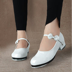 Women's White Leatherette 3.5cm Heel Tap Shoes Dance Shoes