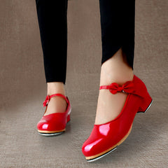Women's Red Leatherette 3.5cm Heel Tap Shoes Dance Shoes