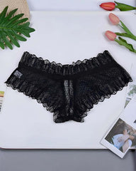 Plus Size Floral Lace Crisscross Panties Sheer Scalloped Briefs