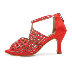 Women's Satin Customized Heels Dance Boots Salsa Dancing Shoes