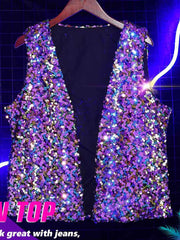 LED Purple Sequin Vest Top