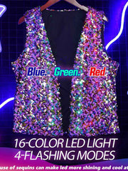 LED Purple Sequin Vest Top