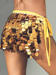 Gold Sequin Mini Skirt