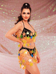 2 Piece Sparkle Set - Star Top + Metal Star Skirt