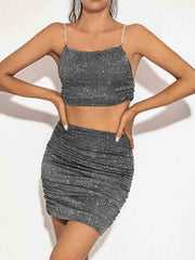 Pleated Black Glitter Two-Piece Set