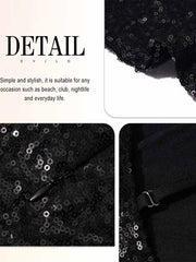 Shiny Black Slip Mini Dress