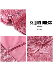 Pink Sequin Tight Mini Dress