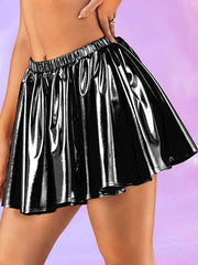 Black Reflective A-Line Skirt