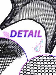 Black mesh dress with sparkling crystals