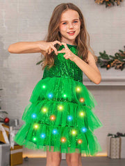 Green Sequin Children's Dress Perfect for Christmas