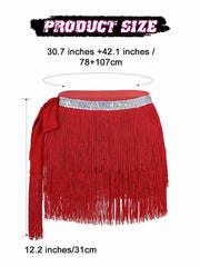 Silver Sequin Red Tassel Skirt