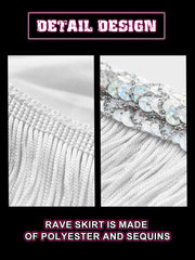 Silver Sequin Tassel Skirt