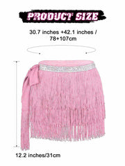 Silver Sequin Pink Tassel Skirt