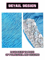 Silver Sequin Blue Tassel Skirt