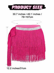 Silver Sequin Rose-Red Tassel Skirt