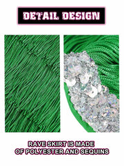 Silver Sequin Green Tassel Skirt