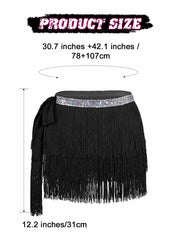 Silver Sequin Black Tassel Skirt