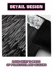 Silver Sequin Black Tassel Skirt