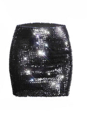 Black Glitter Tight Mini Skirt