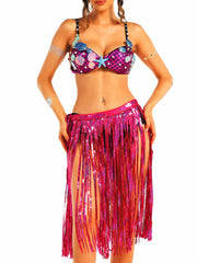Marine Style Fuchsia Shiny Two-Piece Set