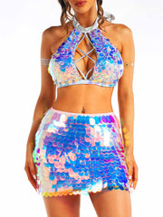 Colorful Sequin Party Two-Piece Set
