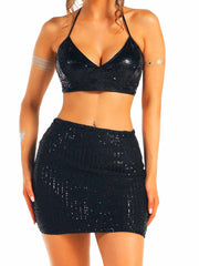 Black Glitter Two-Piece Set
