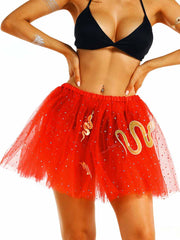 Shiny LED Red Puffy Tulle Skirt