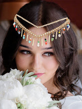 Rhinestone Crown with Colorful Beads & Swinging Tassels