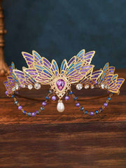 Purple Enamel Butterfly Crystal Crown