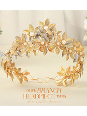 Gold Foil Pearl Roman Laurel Headdress