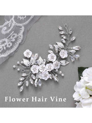 5.5-inch Silver Flower Crystal Hair Accessory