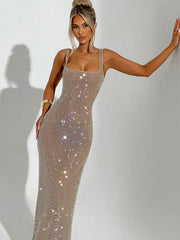 Fitted Mesh Maxi - Crystal Detail, Chic