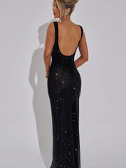 Fitted Mesh Maxi - Crystal Detail, Chic