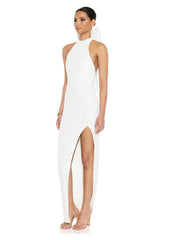 Sequin Halter Backless Party Dress with Statement Bow