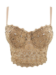 Rhinestone Embroidered Lace Cami Top