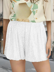 High-Waisted Solid Sequin Shorts