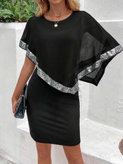 Black Dress with Silver Sequin Trim