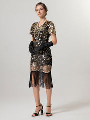 1920s Vintage Short-Sleeve Slim Fit Party Gown