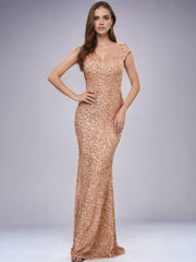 Mermaid Sequin Spaghetti Strap High-Waist Gown